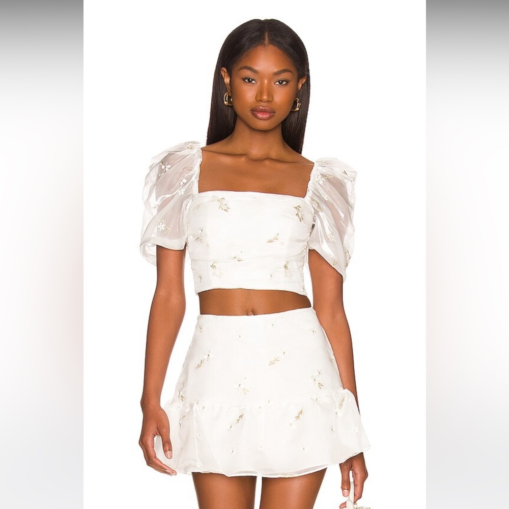 X Revolve Willis Top and Gabbie Skort in Ivory Embroidery